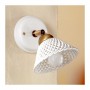 Applique lampada da parete a 1 luce in ceramica bianca con lavorazione a spaghetto rustica country – Ø 14 cm