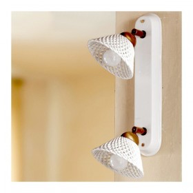 Applique wall lamp with 2 lights in vintage country spaghetti ceramic - Ø 14 cm