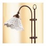 Lampada da tavolo in ottone e paralume in ceramica traforato country retrò – h 58 cm