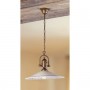Brass pendant lamp with vintage country decorated ceramic lampshade – Ø 43 cm
