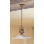 Lampada a sospensione in ottone con paralume in ceramica decorato vintage country – Ø 43 cm