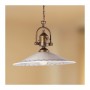 Lampada a sospensione in ottone con paralume in ceramica decorato vintage country – Ø 43 cm