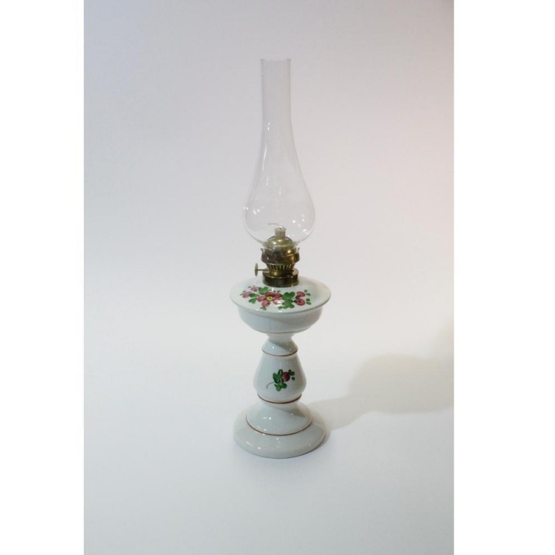 Lamp oil light white hand painted ceramic