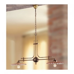 Lampe à bascule en laiton 2 lumières avec plaques plissées en terre cuite – Ø 108 cm