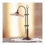 Lampada da tavolo in ottone e paralume in ottone plissettao vintage retrò – h 58 cm