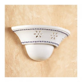 Applique applique en céramique avec abat-jour rustique rétro travaillé et décoré - Ø 30 cm