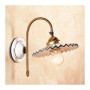 Applique wall lamp in satin brass and retro rustic pleated ceramic lampshade - Ø cm.21