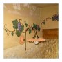 Applique wall lamp in satin brass and vintage country pleated terracotta lampshade – Ø 21 cm