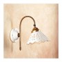 Applique wall lamp in satin brass and rustic retro perforated ceramic lampshade - Ø cm18