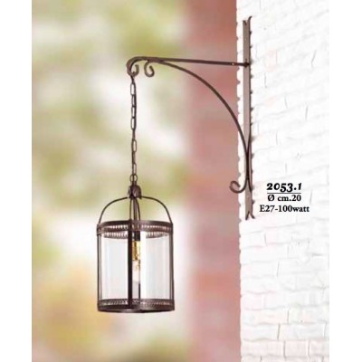 Applique lampada da parete in ferro sospesa con paralume in vetro stile rustico retrò – Ø cm 20