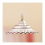 Flat pleated ceramic chandelier in vintage rustic country style - Ø 20 cm