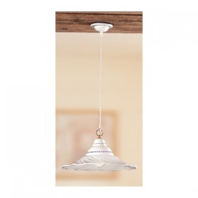 Lustre vintage plat ondulé en céramique décoré rétro - Ø 40 cm