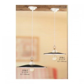 Rustikaler Vintage-Keramik-Kronleuchter aus emailliertem Eisen, flach, Ø 30 cm