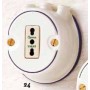 Presa elettrica in ceramica con 3 uscite dipinta a mano