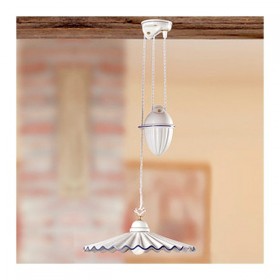 Lámpara corredera de cerámica con contrapeso y placa plisada estilo vintage - Ø 43 cm