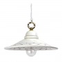 Smooth flat ceramic chandelier with decorated rustic country edges - Ø 28 cm