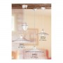 Lampadario saliscendi in ceramica con contrappeso e piatto liscio con decoro traforato - Ø 43 cm