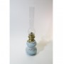 lampada a petrolio azzurra con finiture oro
