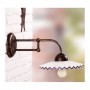 Applique wall lamp in wrought iron with pleated ceramic plate decorated in rustic country - Ø 21 cm