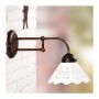 Applique wall lamp in wrought iron with rustic country perforated ceramic plate - Ø 18 cm