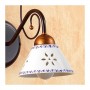 Applique wall lamp in wrought iron with perforated and country decorated ceramic plate - Ø 14 cm