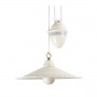 Ceramic sliding chandelier with counterweight and smooth decorated edge plate - Ø 43 cm