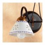 Applique wall lamp in wrought iron with 2 lights with perforated and country decorated plate - Ø 14 cm