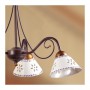 Wrought iron pendant lamp with 3 lights in perforated ceramic and decorated vintage country - Ø 60 cm