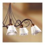 Wrought iron pendant lamp with 5 lights in vintage country decorated ceramic - Ø 60 cm