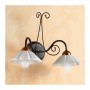 Applique wall lamp in wrought iron with 2 lights with retro country wavy perforated plate - Ø 14 cm