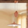 Lampadario saliscendi plissettato in terracotta con contrappeso rustico country - Ø 43 cm
