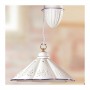 Lampadario saliscendi in ceramica con contrappeso e piatto plissettato con bordo traforato - Ø 39 cm