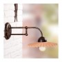 Applique wall lamp in wrought iron with rustic country decorated pleated terracotta plate - Ø 21 cm