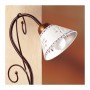 Lampada da tavolo in ferro battuto a 1 luce con piatto in ceramica traforato decorato country – Ø 14 cm