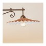 Brass wall light with rustic vintage pleated terracotta lampshade plate - depth. 100cm