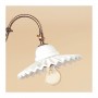 Applique wall lamp in brass and retro country pleated white ceramic lampshade - Ø 21 cm