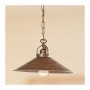 Suspension lamp with smooth plate in retro rustic antiqued brass - Ø 35 cm