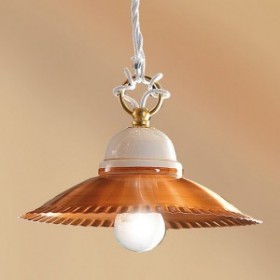 Hängeleuchter mit Vintage-Retro-Lampenschirm aus poliertem Kupfer – Ø 21 cm