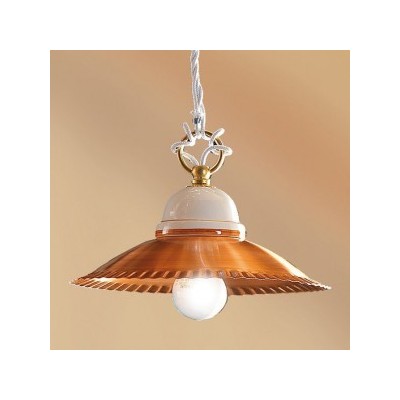 Lampadario a sospensione con paralume in rame lucido verniciato retrò vintage – Ø 21 cm
