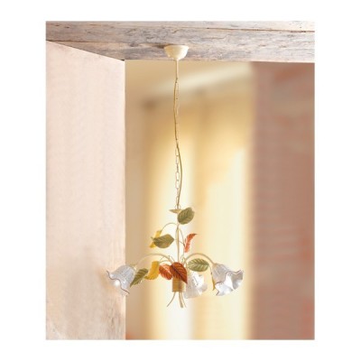 Lampada a sospensione a 3 luci in ceramica traforata vintage retrò – Ø 60 cm