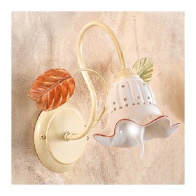 Applikations-Wandleuchte mit 1 Licht und perforiertem Retro-Keramikdiffusor – H 33 cm