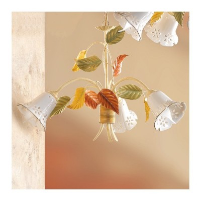 Lámpara colgante de 3 luces de cerámica con campana retro perforada - Ø 60 cm