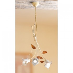 Pendelleuchte mit 3 Leuchten aus Eisen und Retro-Country-Calla-Keramikplatte – Ø 44 cm