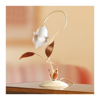 1-Licht-Tischlampe aus Eisen mit Diffusor aus Calla-Keramik im Vintage-Stil – H. 40cm