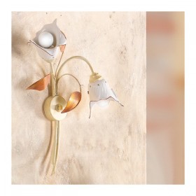 Applique lampada da parete a 1 luce con diffusore in ceramica a calla retrò country – h. 50 cm