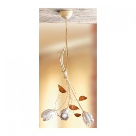 Pendelleuchte mit 3 Leuchten aus Eisen und Retro-Vintage-Tulpen-Keramikplatte – Ø 44 cm