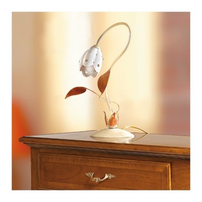 Lampada da tavolo a 1 luce in ferro con diffusore in ceramica a tulioano vintage retrò – h. 40 cm