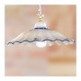 Sliding chandelier with counterweight and pleated and decorated vintage rustic ceramic lampshade - Ø 38 cm