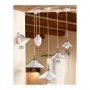 Suspension chandelier with rustic country smooth glossy white ceramic lampshade - Ø 26 cm
