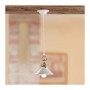 Pendant chandelier with vintage retro smooth glossy white ceramic lampshade - Ø 18.5 cm